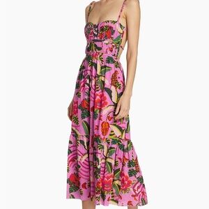 FARM Rio Leopard Forest Strappy Back Midi Dress, Size M